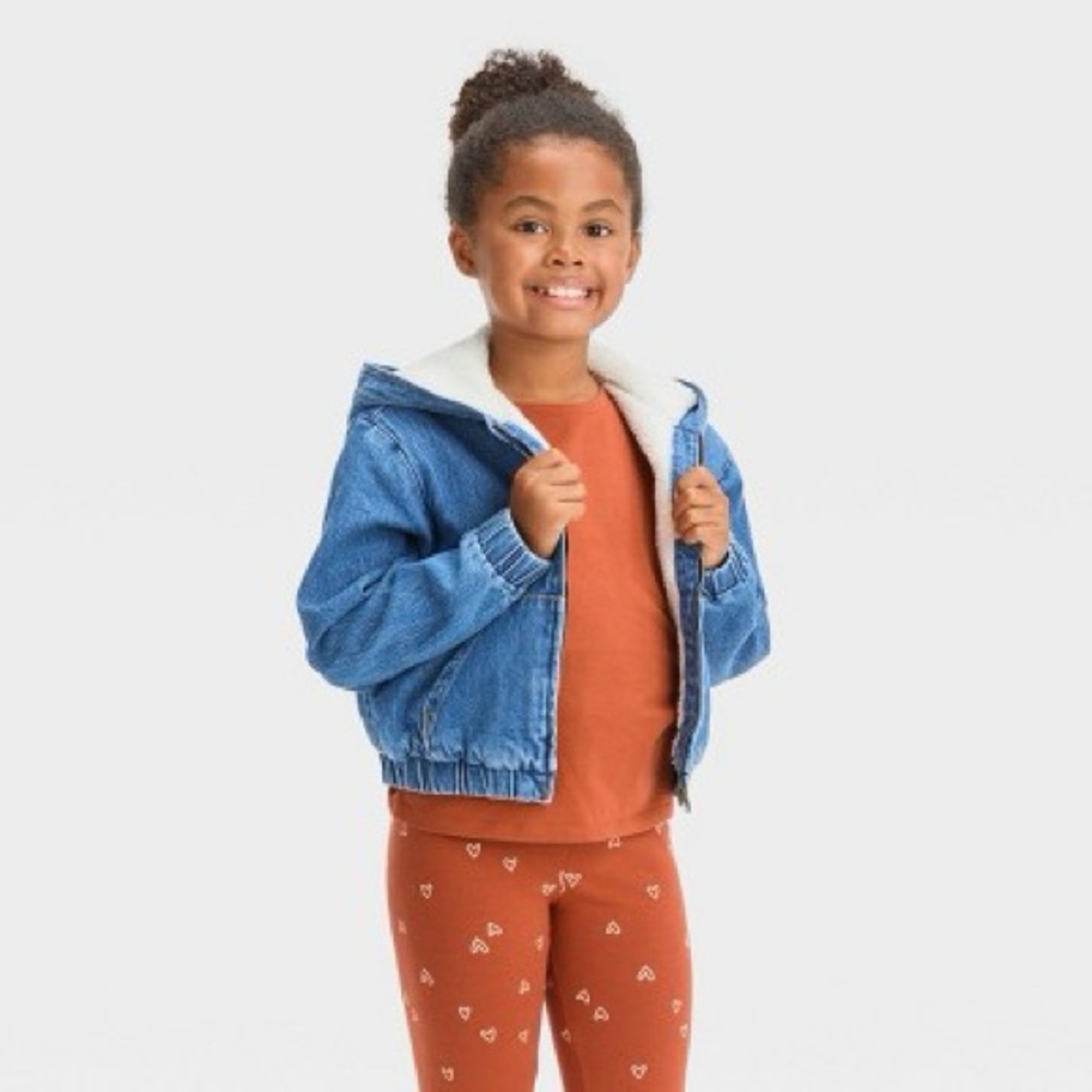 Cat & Jack Blue Jean Jacket with White Lining